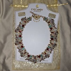 Eye Candy Los Angeles Gold Jeweled Statement Necklace